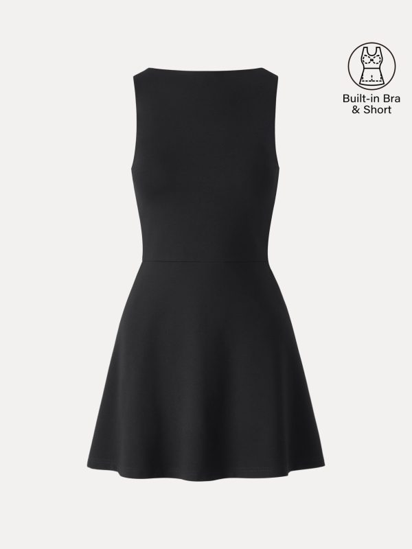 Classy Boatneck Fit-and-Flare Mini Bra Dress