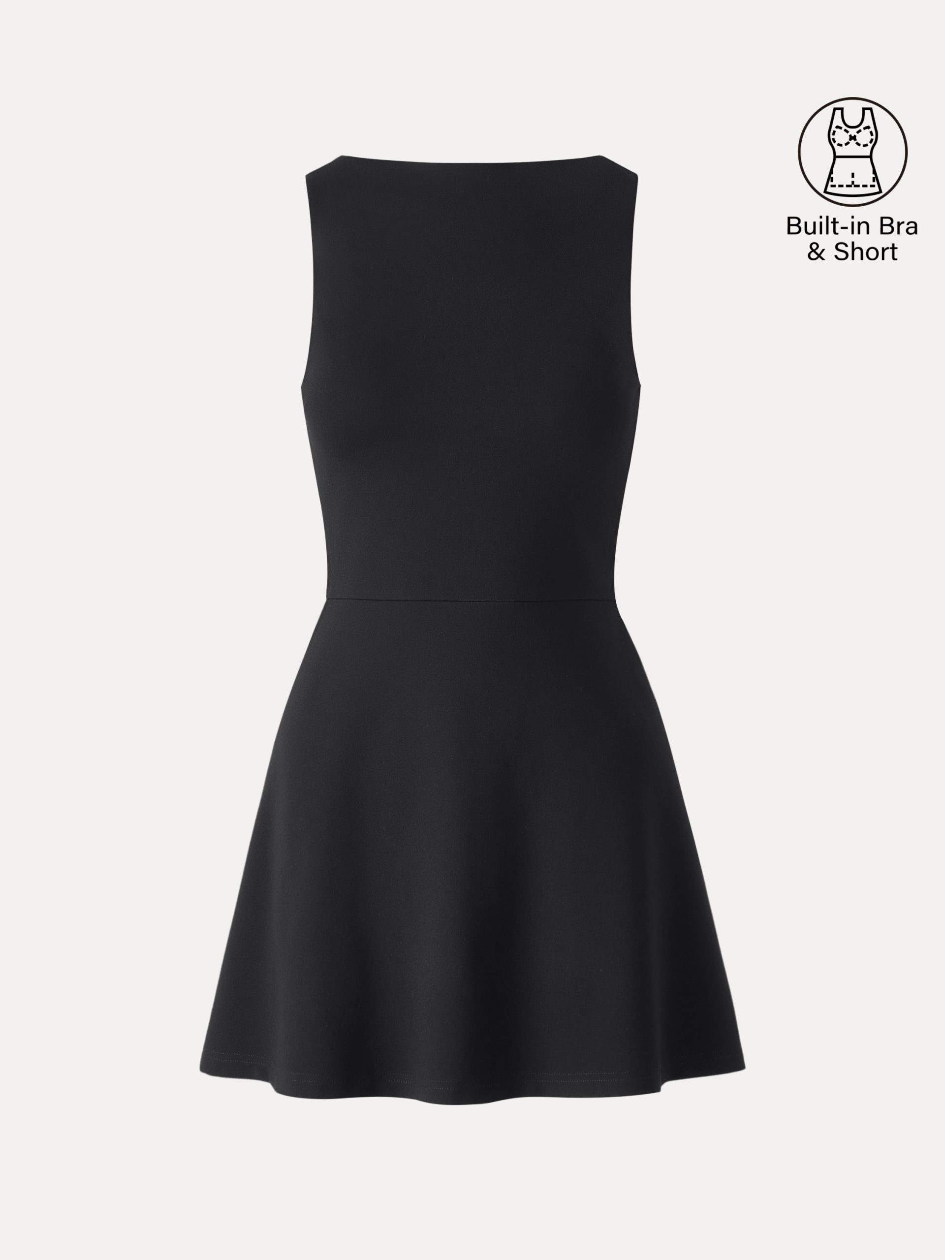 Classy Boatneck Fit-and-Flare Mini Bra Dress - Image 13