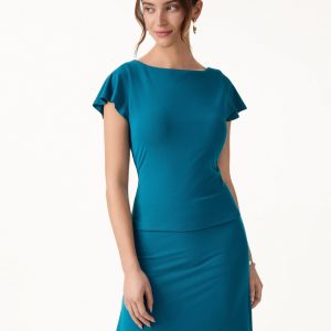 SkinKiss Boatneck Cowl Back Flutter Sleeve Bra Top - Image 5