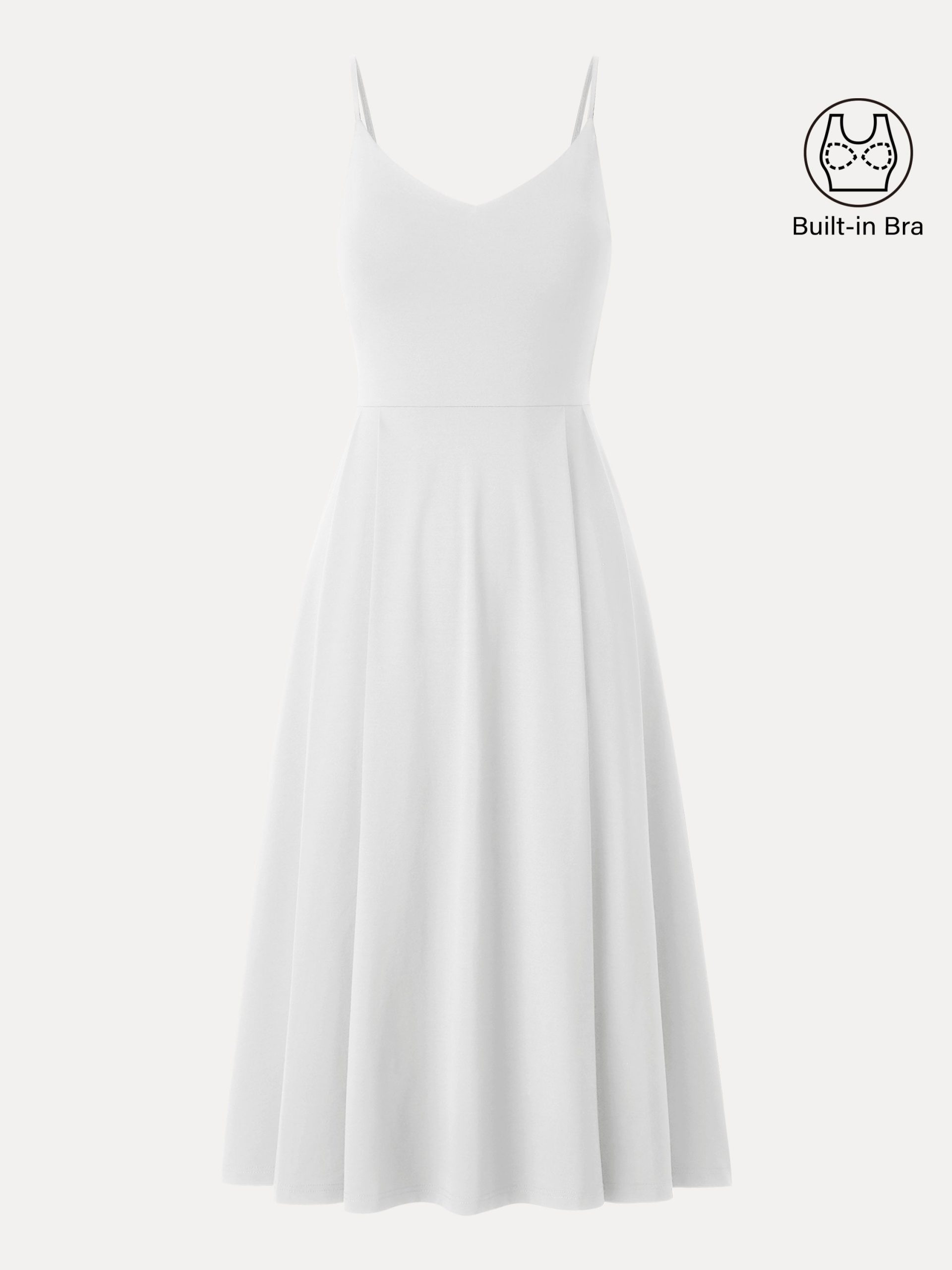 Bamboo Ponte V-neck Fit-and-flare Midi Bra Sundress with Pockets - Image 13