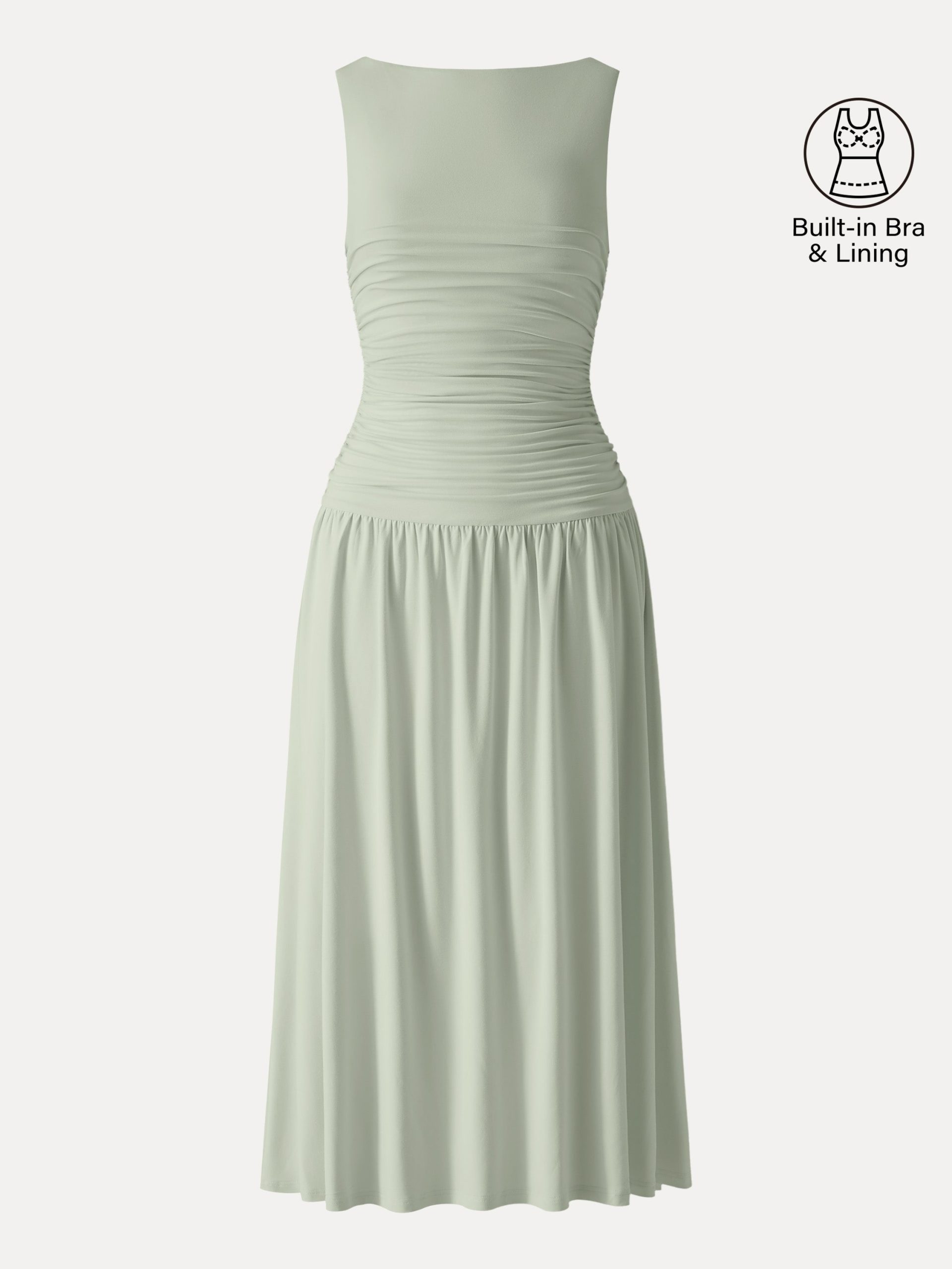 SkinKiss Cooling Boatneck Ruched Midi Bra Dress - Image 13
