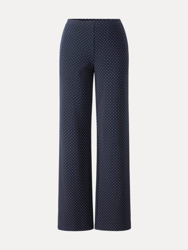 Stretch Cotton Polka Dot Wide Leg Pull-On Pants with Pockets Limited Edition