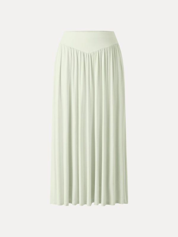 Ultrasoft V-shape Waist Gathred Maxi Circle Skirt with Pockets