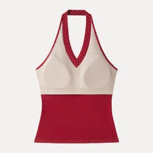 Stretch Cotton Polka Dot Halter Neck Open Back Bra Top - Image 11