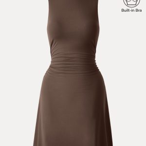 SkinKiss Boatneck Ruched A-line Mini Bra Dress - Image 15