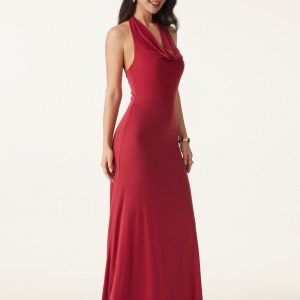 Stunning Cowl Neck Flared Maxi Bra Dress - Image 6