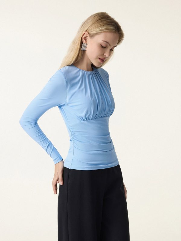 SkinKiss Round Neck All-over Ruching Bra Top