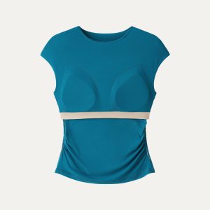 Cooling SkinKiss Ruched Round Neck Cap Sleeve Bra Top - Image 10