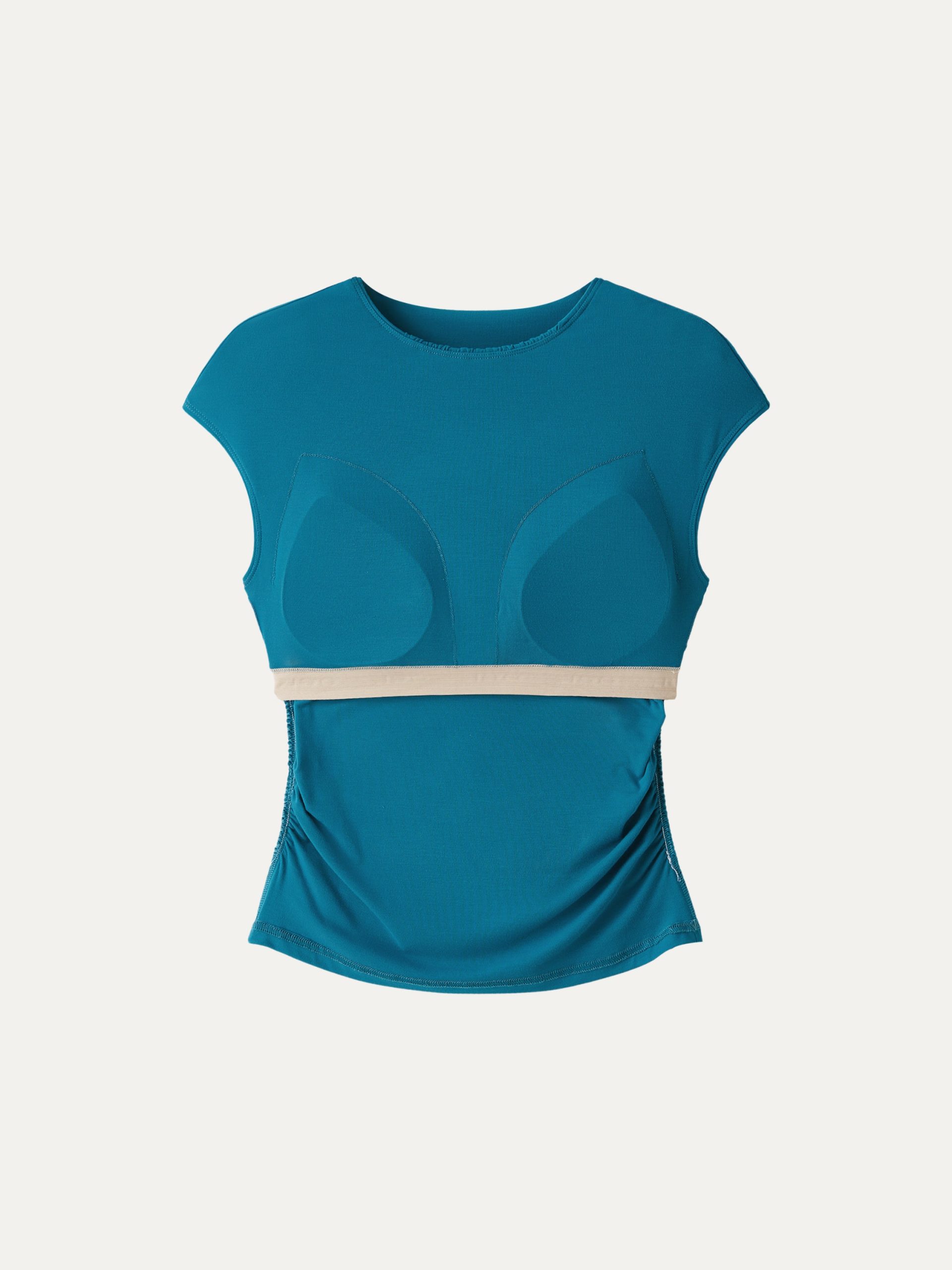Cooling SkinKiss Ruched Round Neck Cap Sleeve Bra Top - Image 10
