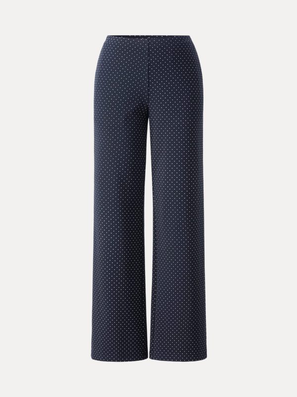 Stretch Cotton Polka Dot Wide Leg Pull-On Pants with Pockets Limited Edition