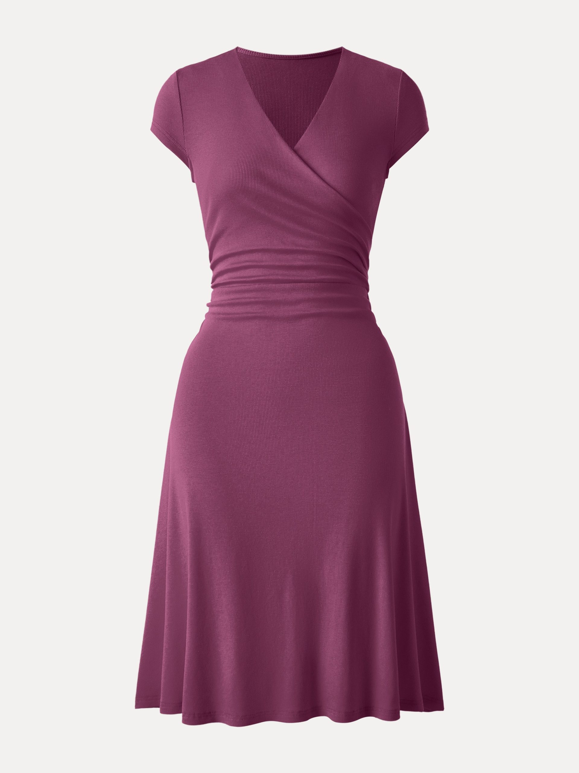 Stretch Cotton Surplice V-neck Cap Sleeve Midi Dress - Image 13