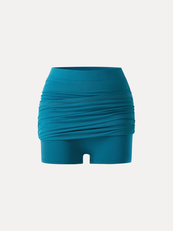 SkinKiss Ruched Pull-On Mini Skirt with Shorts