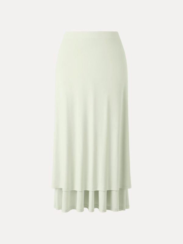 Ultrasoft V-shape Waist Gathred Maxi Circle Skirt with Pockets