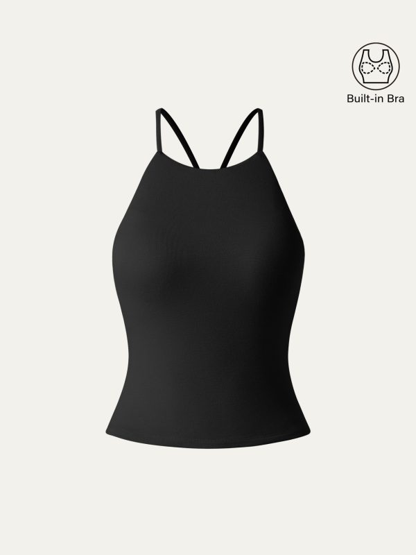 Tie Back Bandless Crop Bra Tank Top