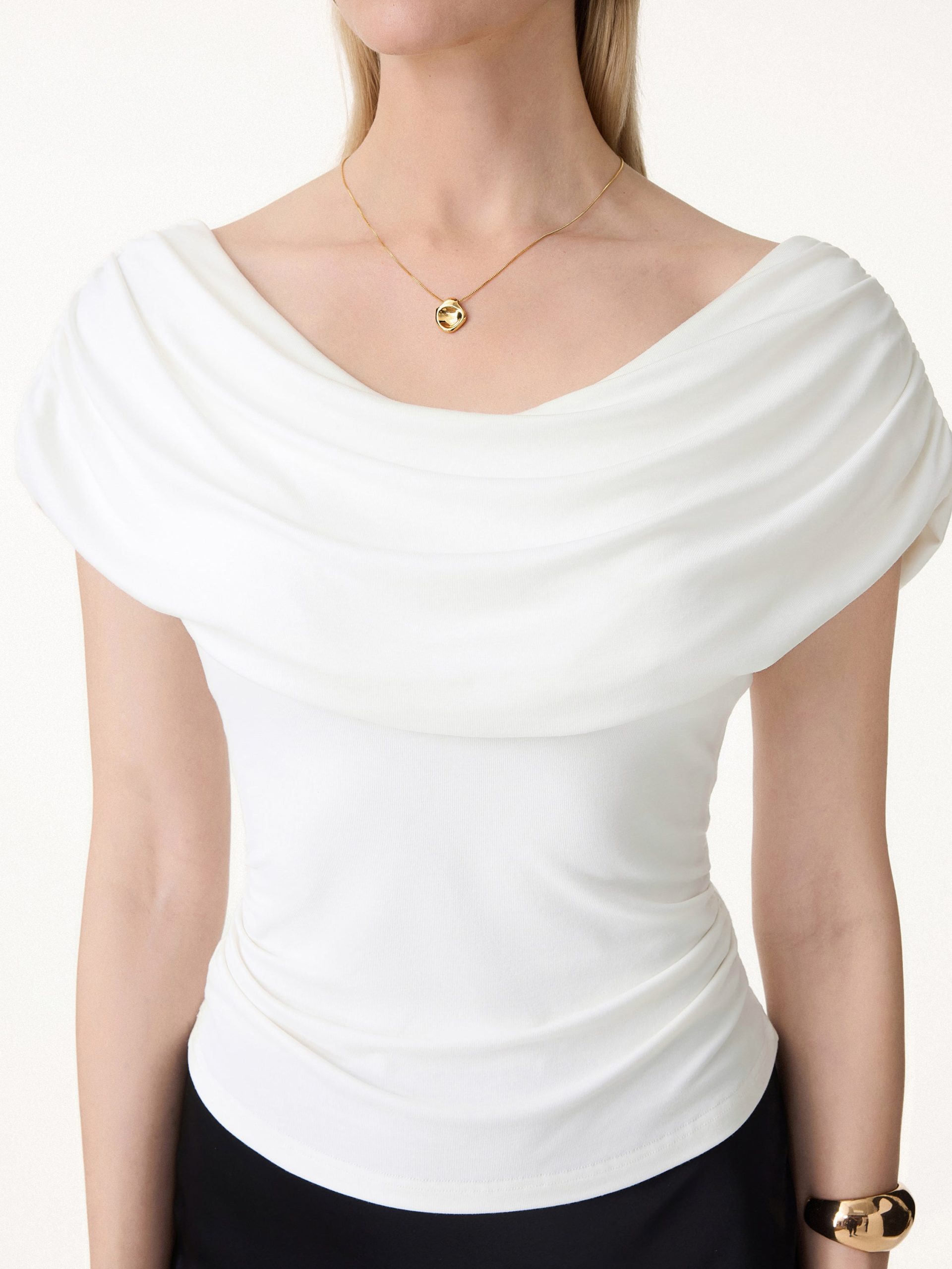 UltraSoft SkinKiss Draped U-Neck Ruched Bra Top - Image 1