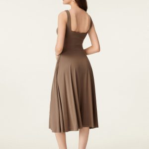 Square Neck Flowy New Airy Bra Midi Dress - Image 21