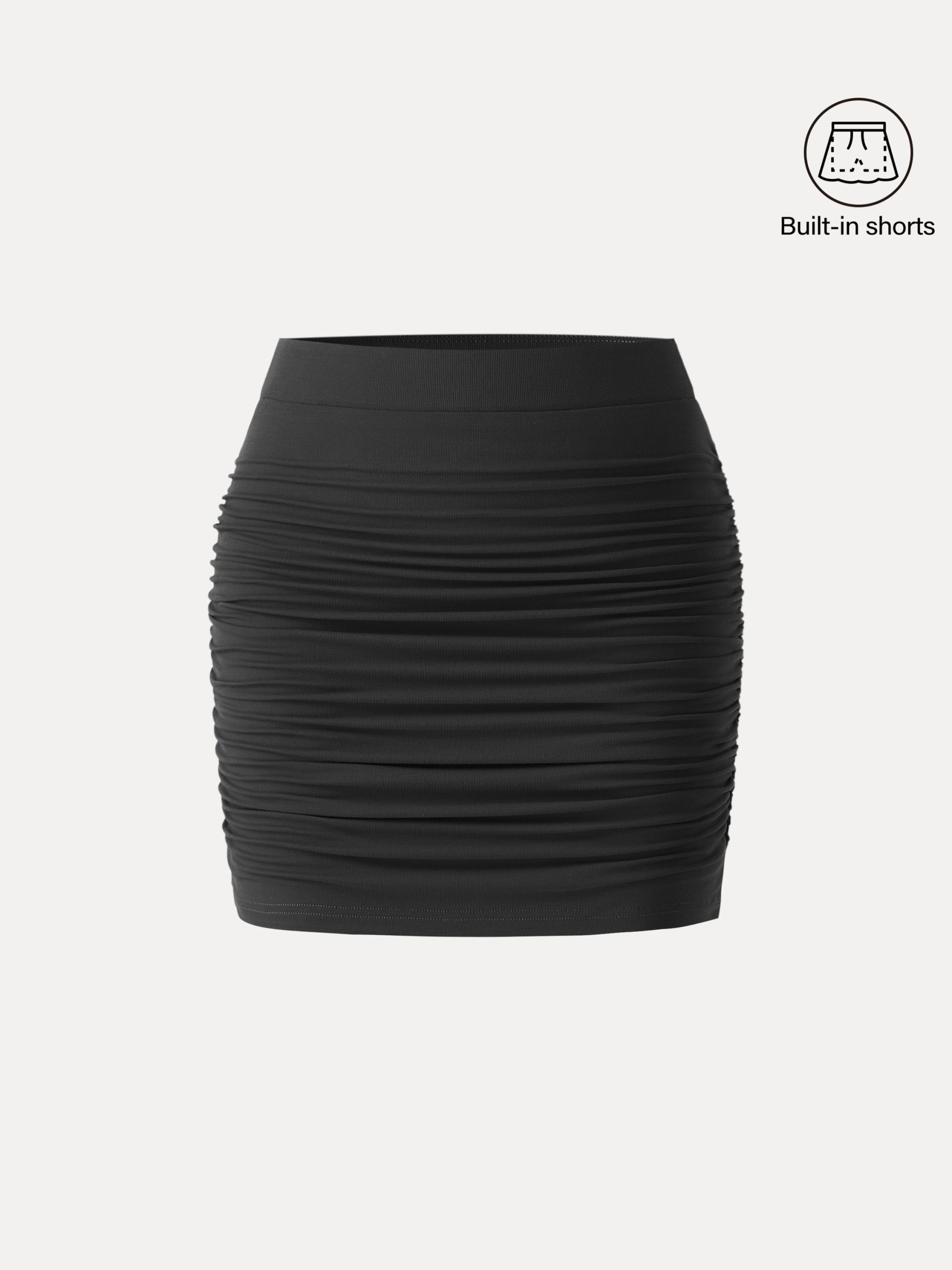 SkinKiss Ruched Pull-On Mini Skirt with Shorts - Image 10