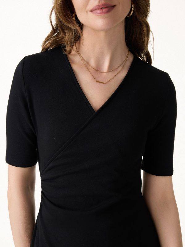 Surplice Ruched Fit-and-Flare Mini Dress