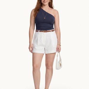 Linen Knit One Shoulder Bra Tank - Image 13