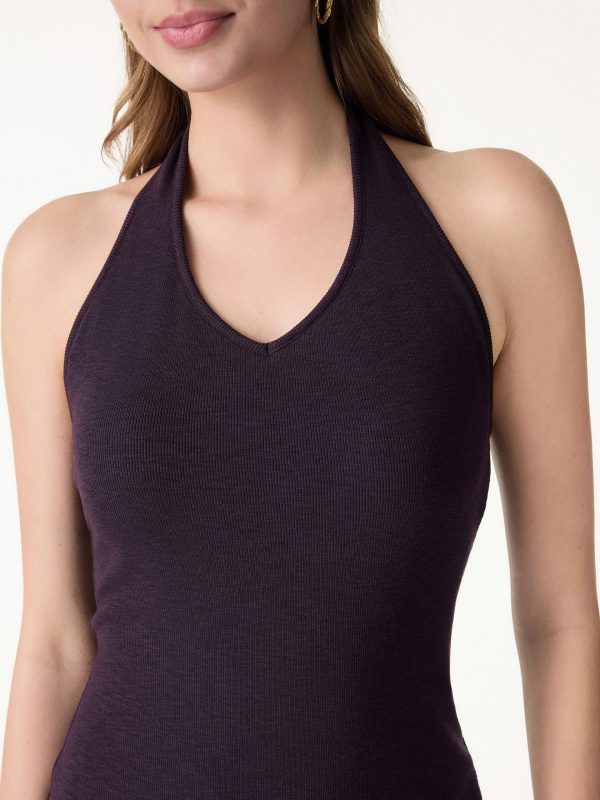 Classic Halter Neck Opend Back Mini Bra Dress