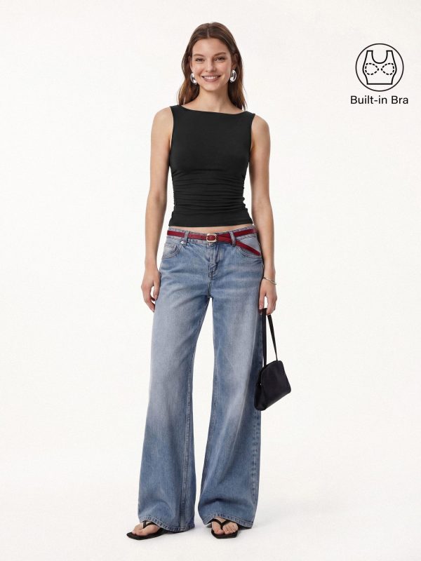 Smooth Boatneck Ruched Bra Top