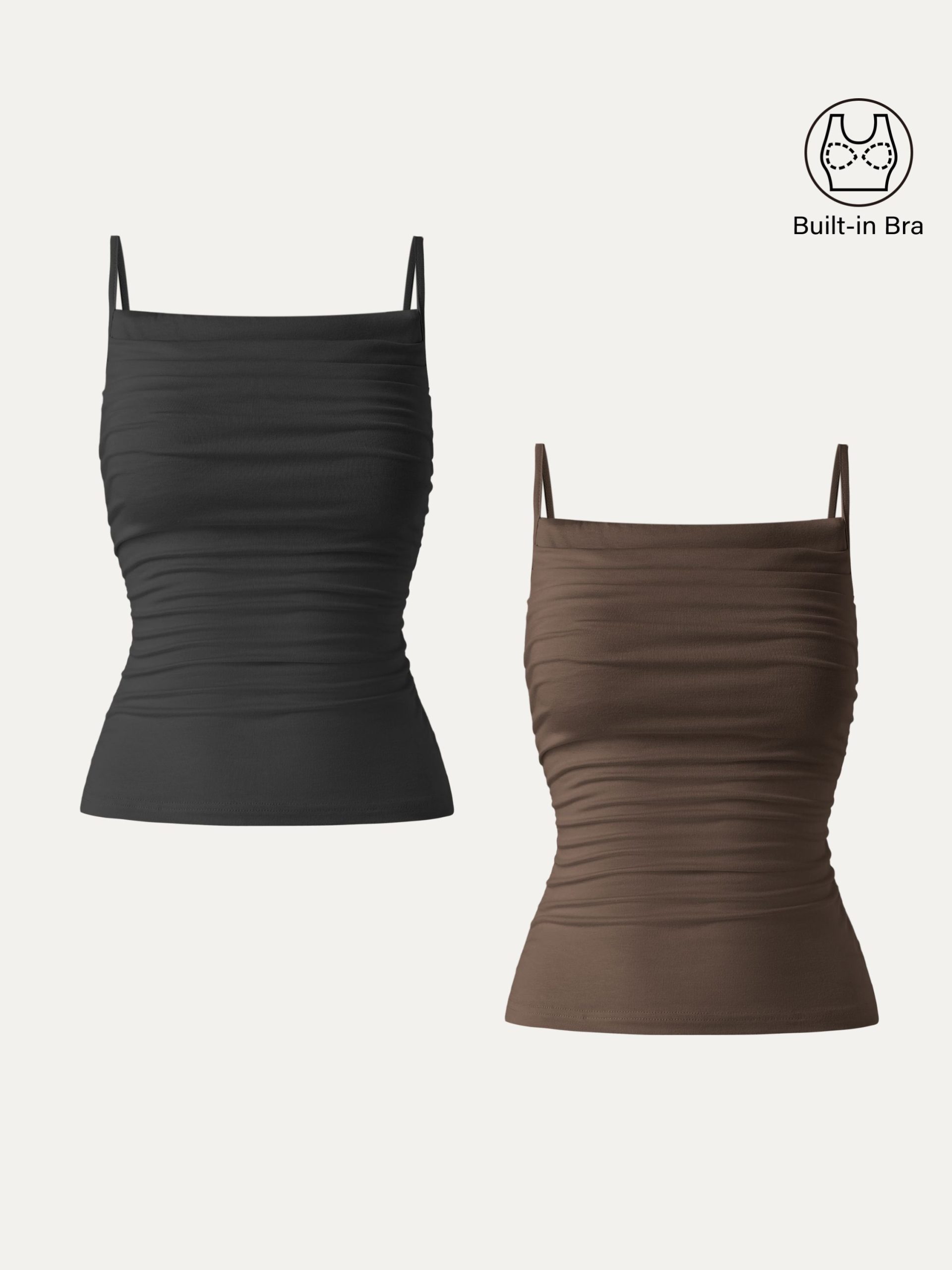 Adjustable Spaghetti Straps Side Ruched New Airy Bra Tank - Image 15