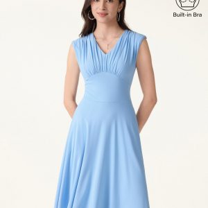 SkinKiss Cooling V-Neck Gathered Bra Dress with Pockets - Image 5