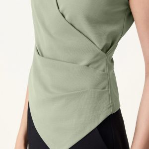 Surplice Wide Shoulder Tucked Angled Tank Top - Image 5
