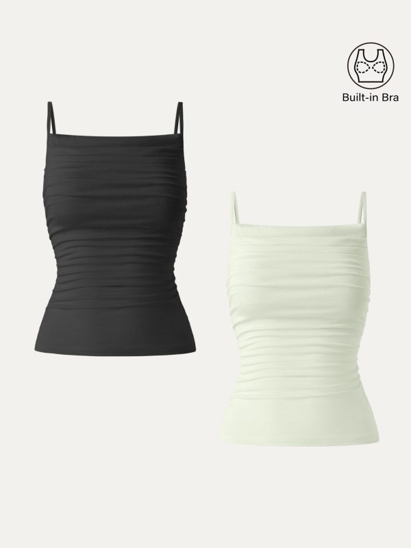 Adjustable Spaghetti Straps Side Ruched New Airy Bra Tank