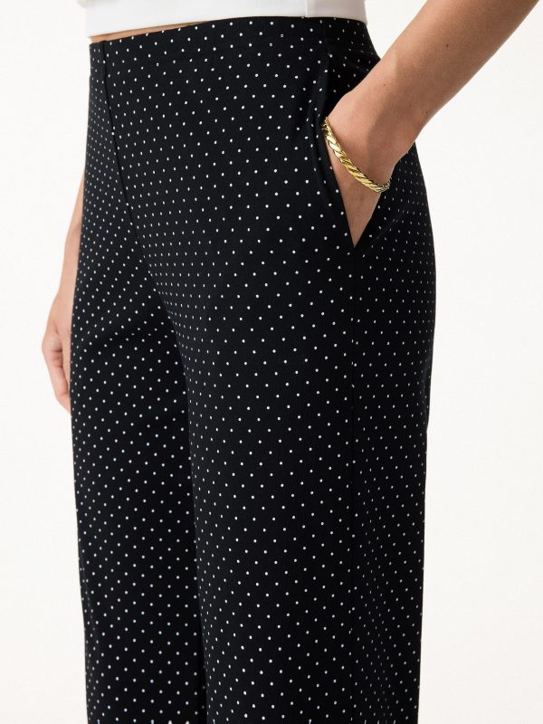 Stretch Cotton Polka Dot Wide Leg Pull-On Pants with Pockets Limited Edition