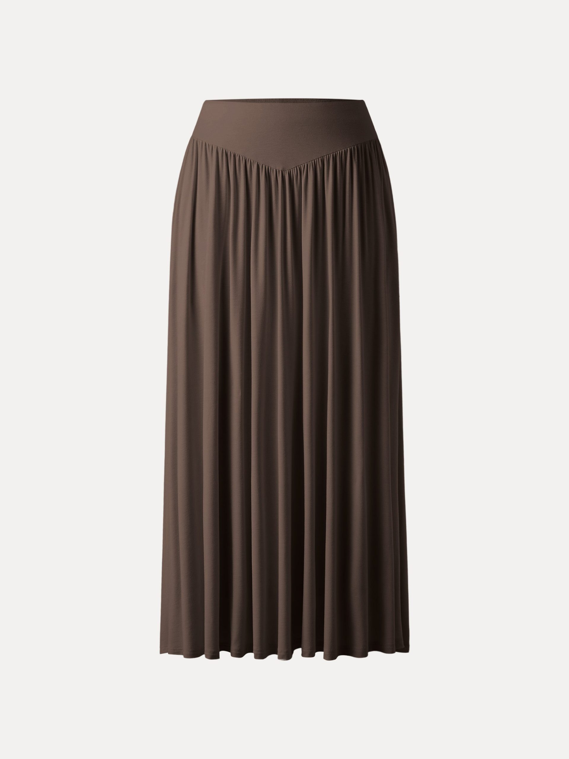 Ultrasoft V-shape Waist Gathred Maxi Circle Skirt with Pockets - Image 12
