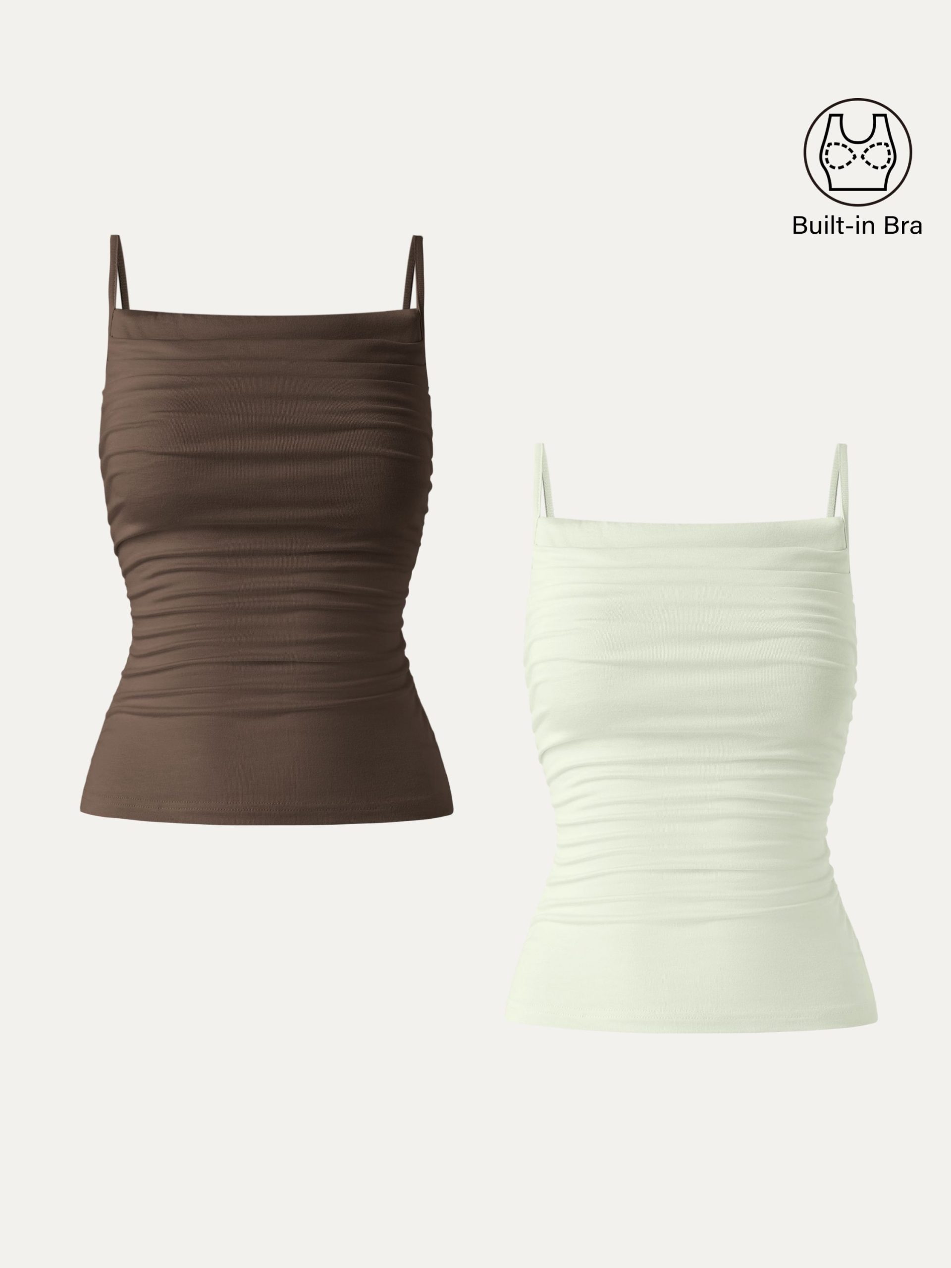 Adjustable Spaghetti Straps Side Ruched New Airy Bra Tank - Image 17