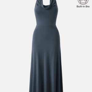 Stunning Cowl Neck Flared Maxi Bra Dress - Image 11