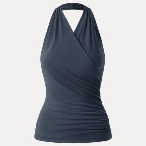 Buttery Smooth Surplice Halter Neck Sculpt Tank - Image 10