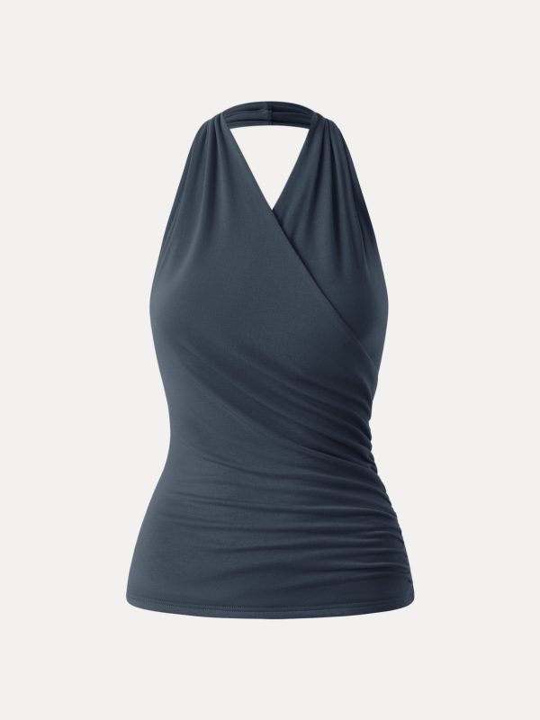 Buttery Smooth Surplice Halter Neck Sculpt Tank