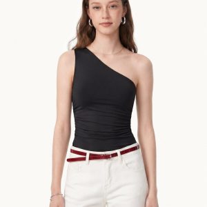 Linen Knit One Shoulder Bra Tank - Image 14