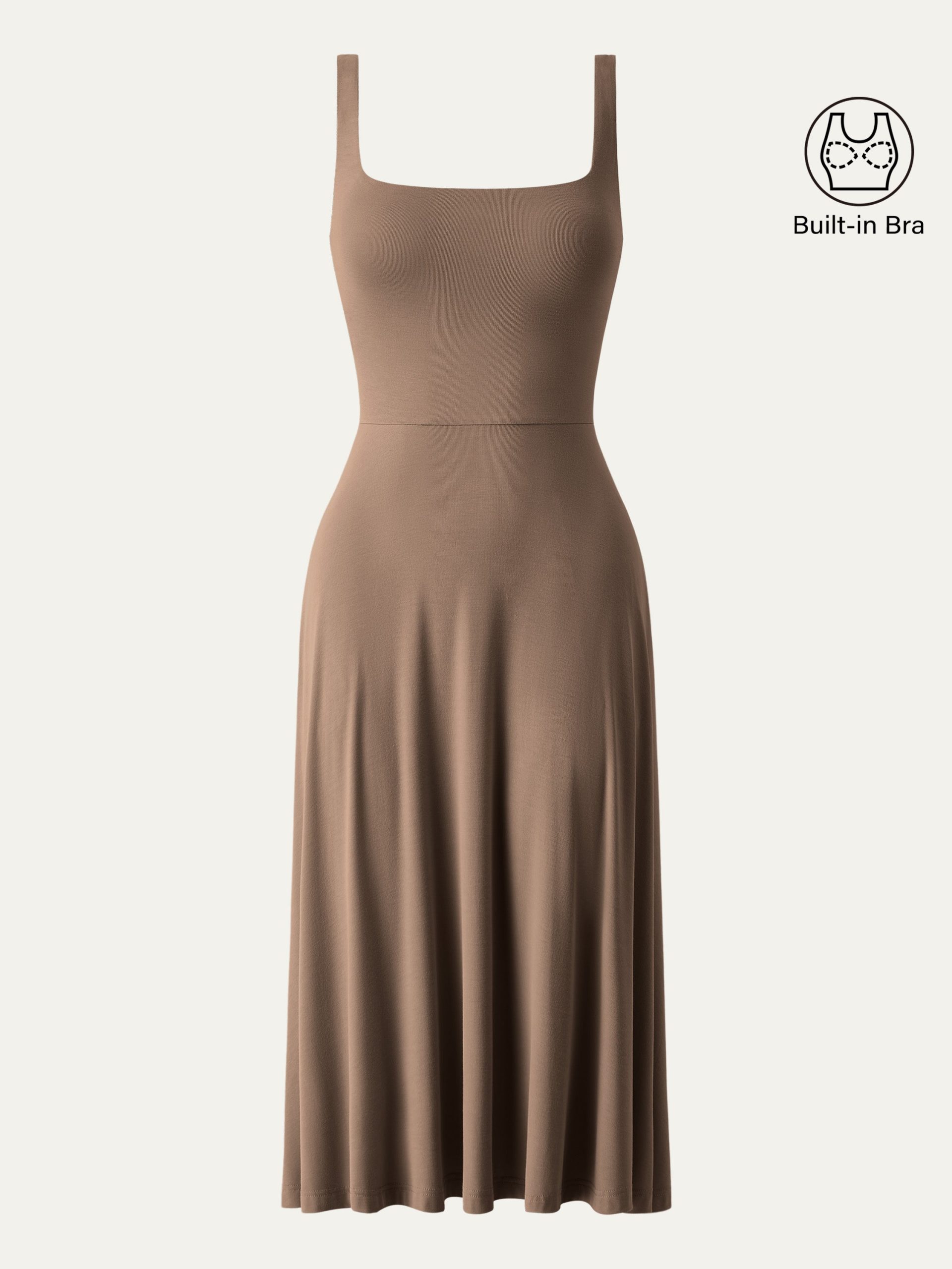 Square Neck Flowy New Airy Bra Midi Dress - Image 17