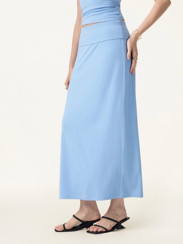 SkinKiss Cooling Fold-Down Waistband Midi Column Skirt