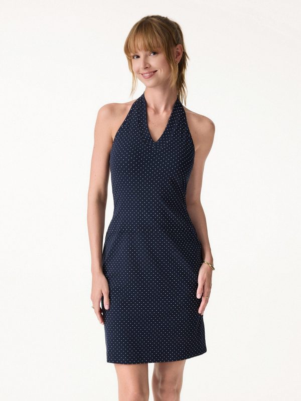 Soft Stretch Cotton Halter Neck Polka Dot Mini Bra Dress Limited Edition