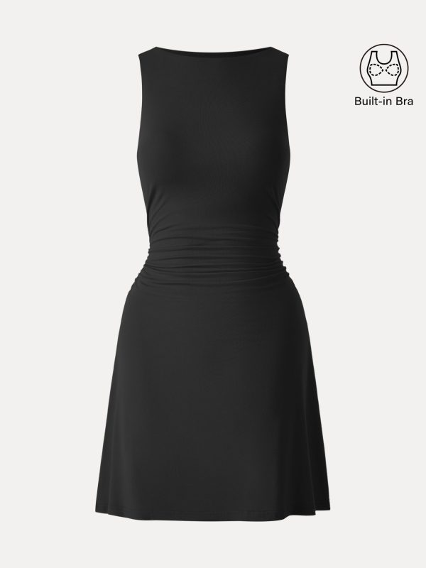 SkinKiss Boatneck Ruched A-line Mini Bra Dress