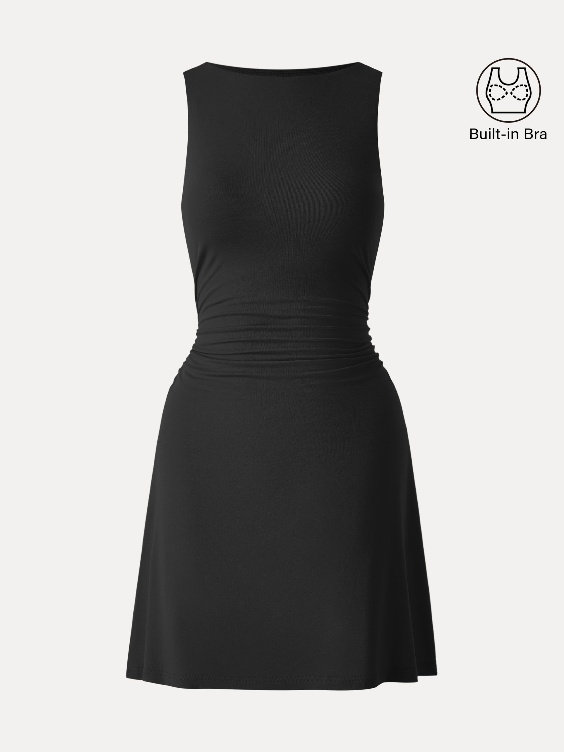 SkinKiss Boatneck Ruched A-line Mini Bra Dress - Image 16