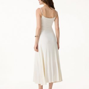 Cooling Lyocell Adjustable Spaghetti Strap Ruched Maxi Bra Dress - Image 8