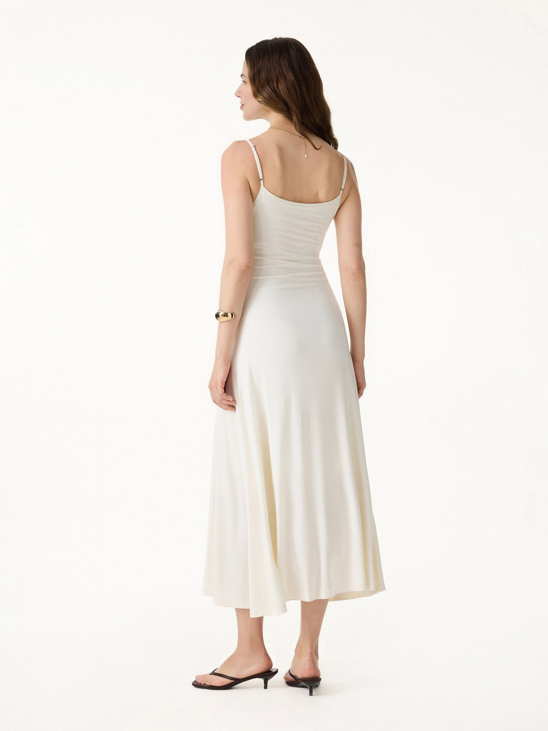 Cooling Lyocell Adjustable Spaghetti Strap Ruched Maxi Bra Dress - Image 8