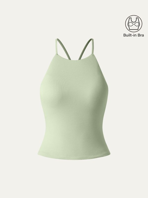 Tie Back Bandless Crop Bra Tank Top