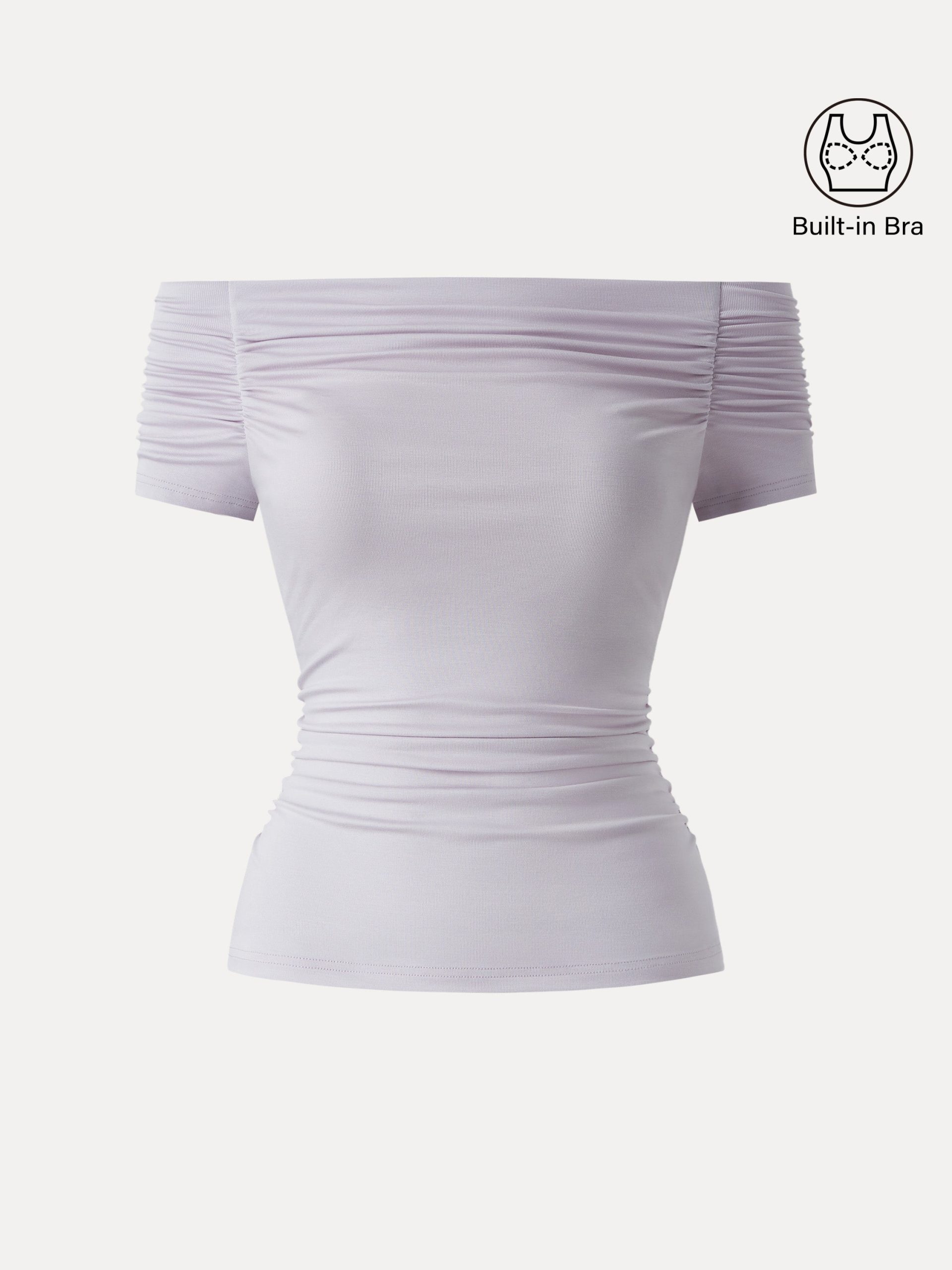 Stretch Lyocell Off-Shoulder Ruched Bra Top - Image 11