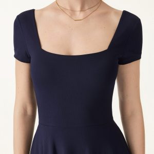 Flowy Square Neck Short Sleeve Midi Bra Dress - Image 5