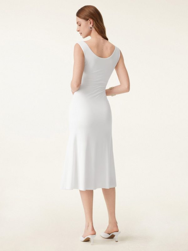 Scoop Neck Midi Low Back Bra Dress