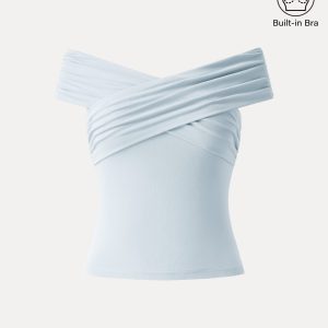Criss Cross Off Shoulder New Airy Bra Top - Image 23
