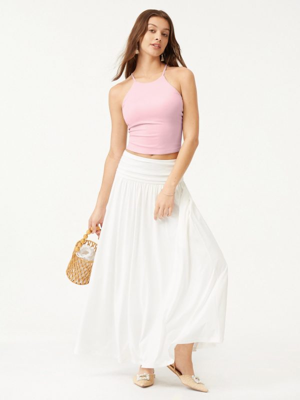 Tie Back Bandless Crop Bra Tank Top