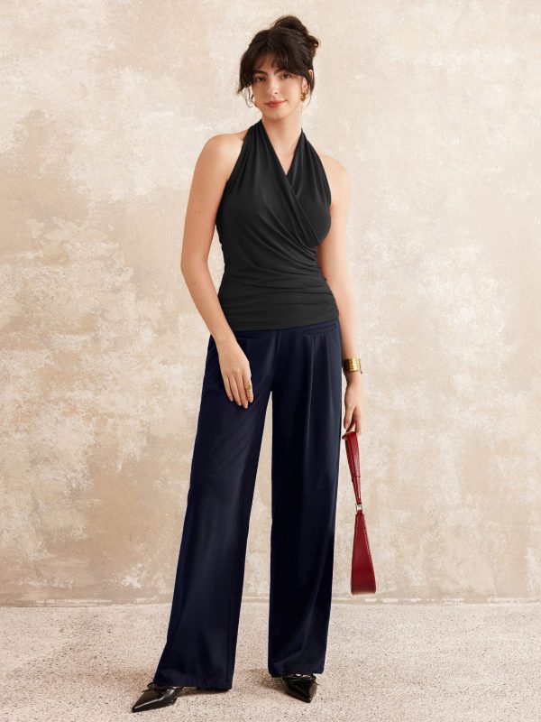 Buttery Smooth Surplice Halter Neck Sculpt Tank